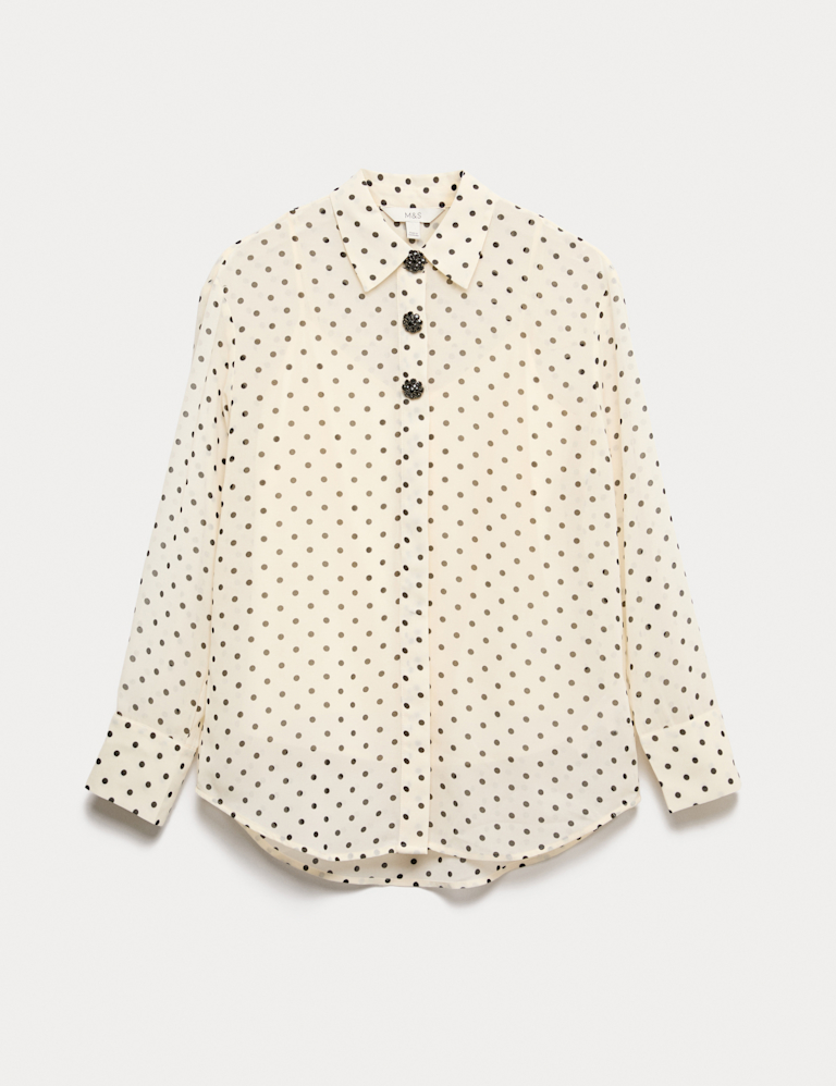 Polka Dot Embellished Button Detail Shirt