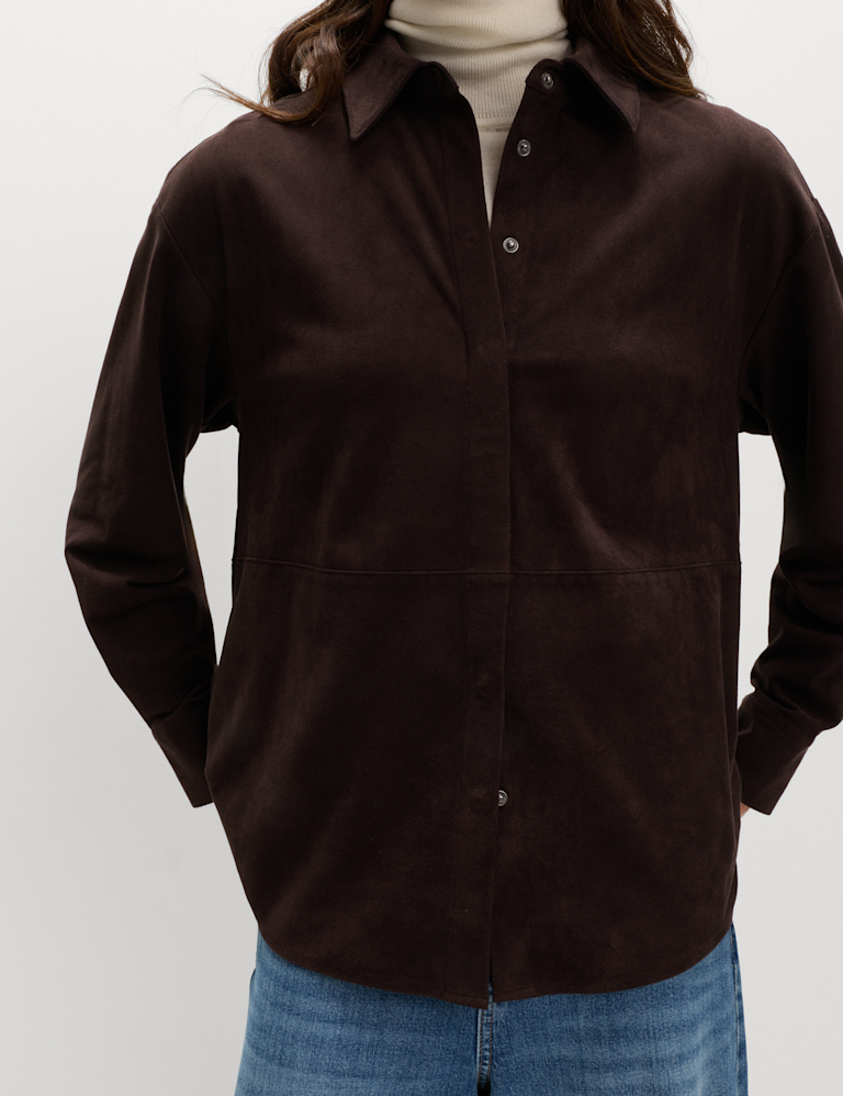 Suedette Collared Shirt