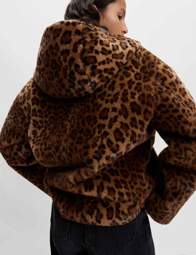 Faux Leather Animal Print Reversible Jacket