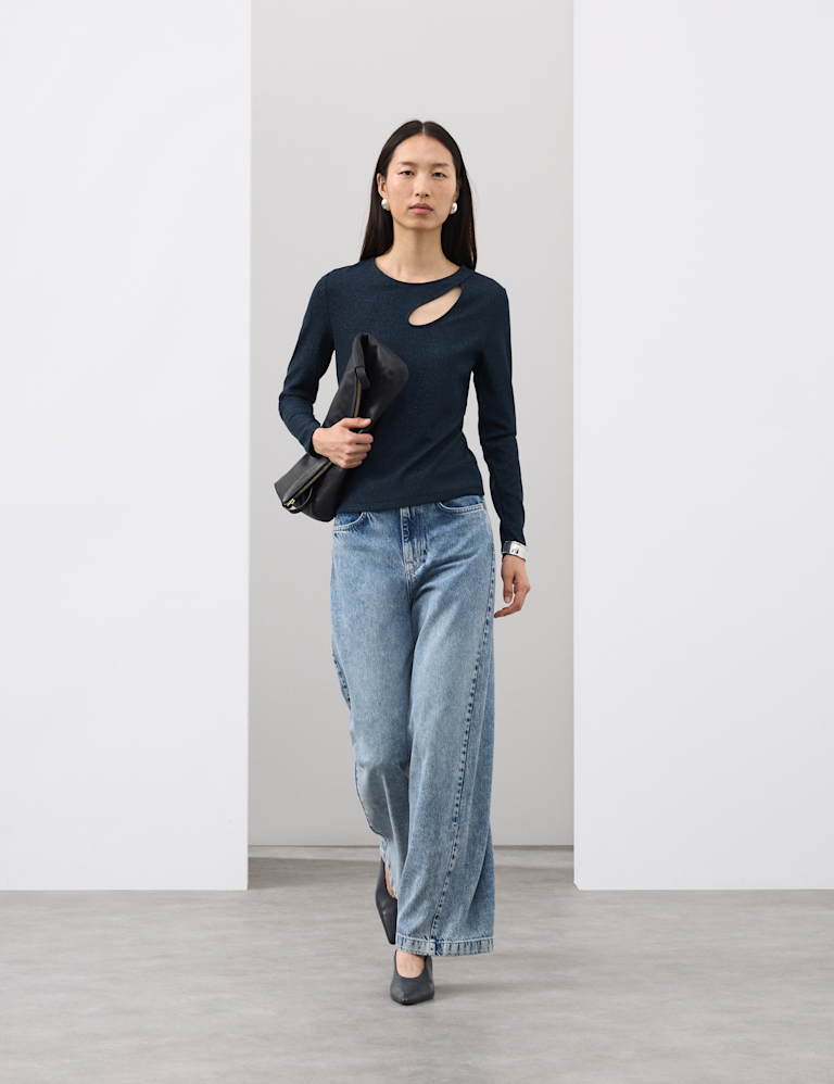 Jersey Sparkly Cut Out Top