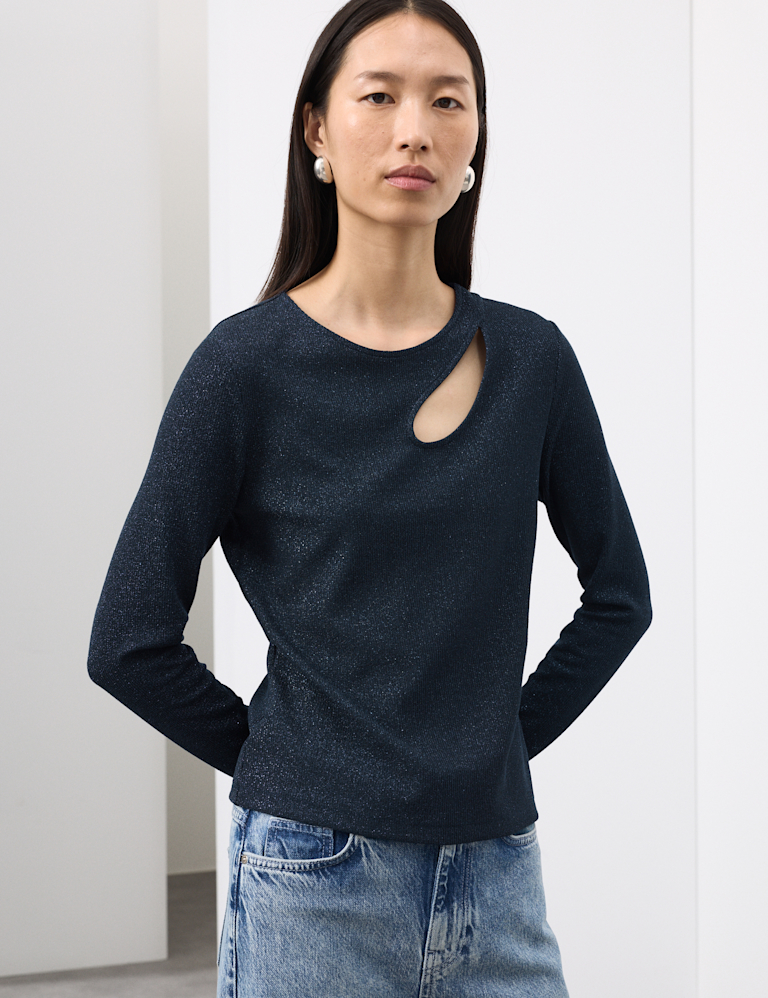 Jersey Sparkly Cut Out Top