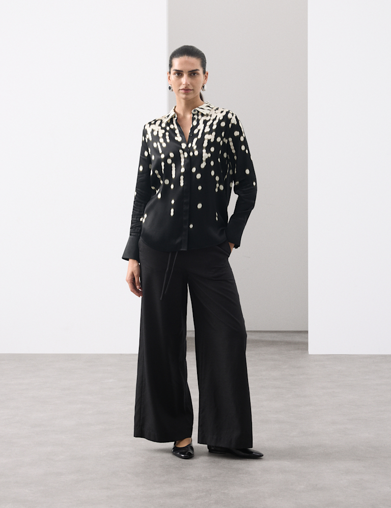 Cupro Rich Spot Print Relaxed Shirt