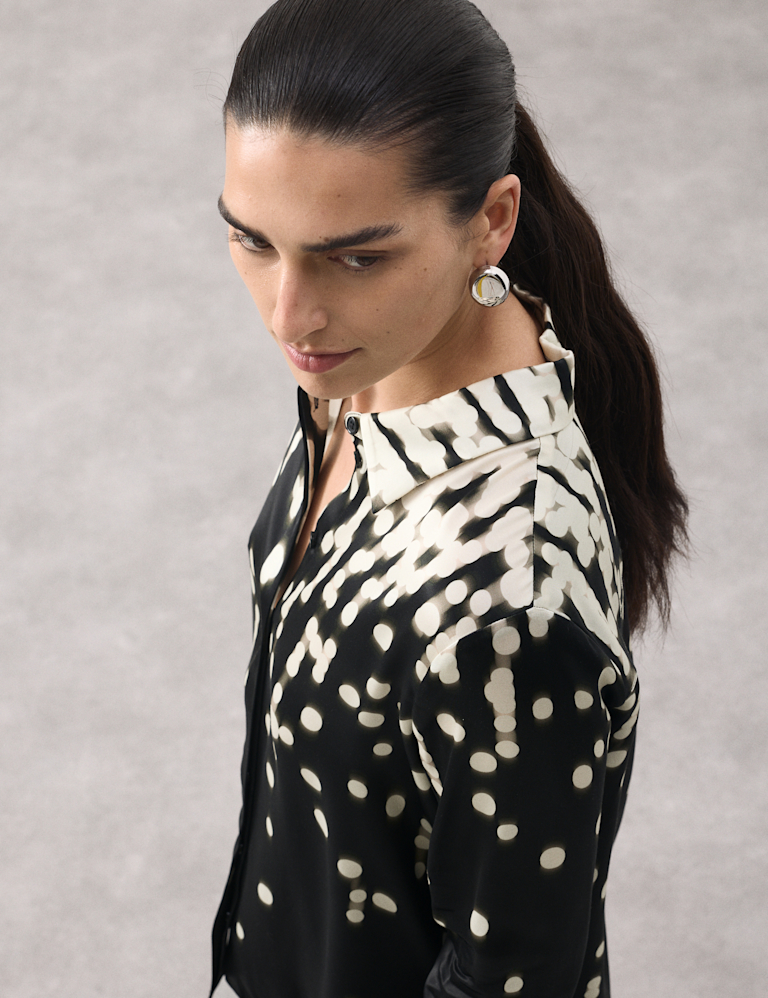 Cupro Rich Spot Print Relaxed Shirt