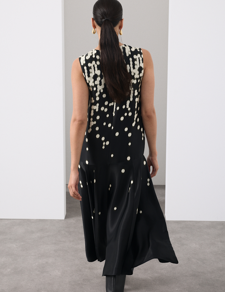 Cupro Rich Spot Print Maxi Swing Dress