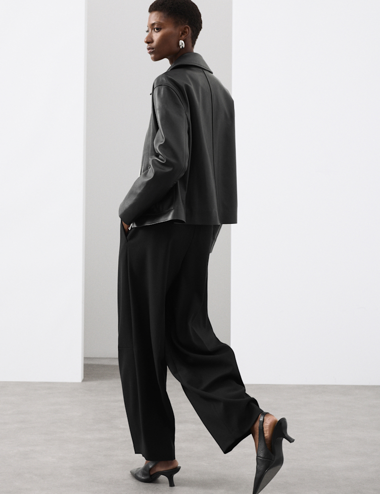 Tailored Barrel Leg Trousers with Wool