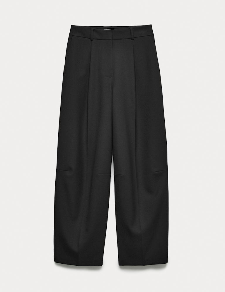 Tailored Barrel Leg Trousers with Wool