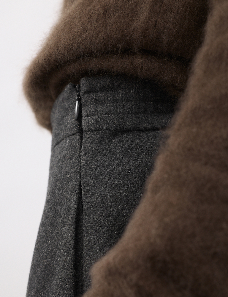 Wool Blend Midi Circle Skirt