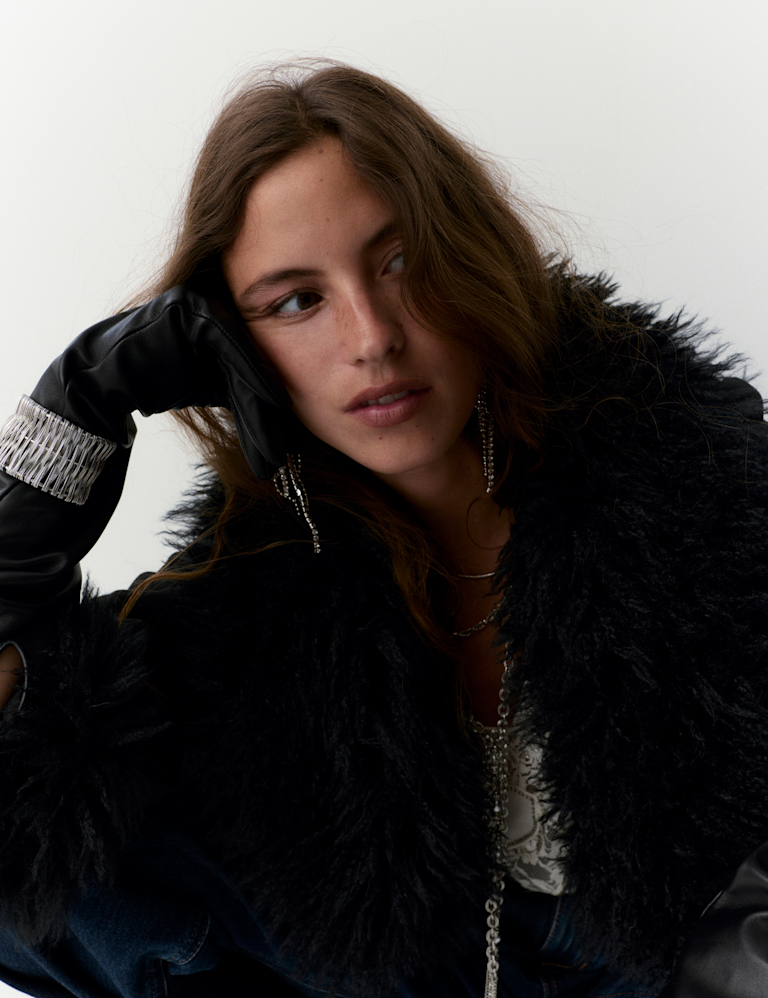 Faux Fur Trim Longline Coat