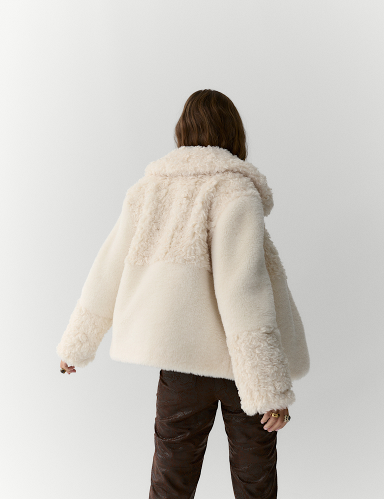 Faux Fur Panelled Coat