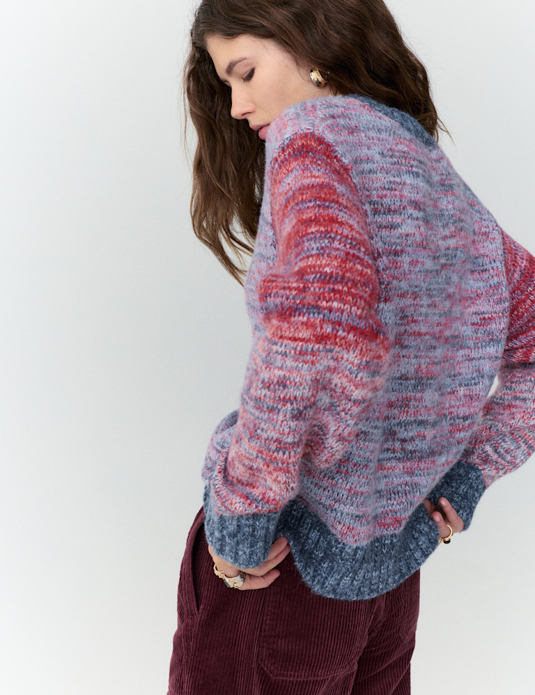 Colour Block Jumper with Mohair