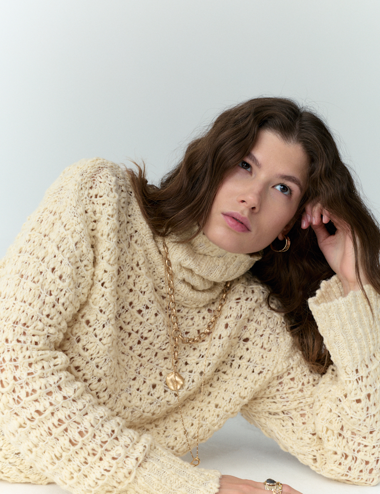 Bouclé Roll Neck Jumper With Wool Bouclé Roll Neck Jumper With Wool