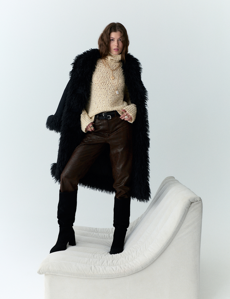 Bouclé Roll Neck Jumper With Wool