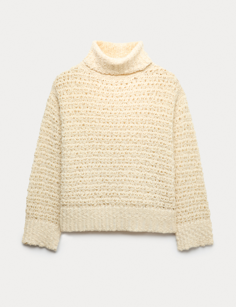 Bouclé Roll Neck Jumper With Wool