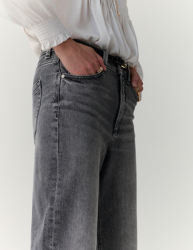 Girlfriend Mid Rise Turn Up Jeans with Lyocell