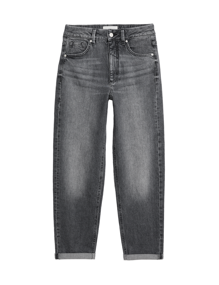 Girlfriend Mid Rise Turn Up Jeans with Lyocell