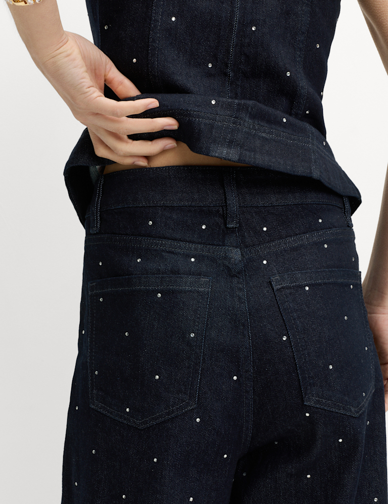 Cotton Rich Denim Embellished Carrot Leg Jeans