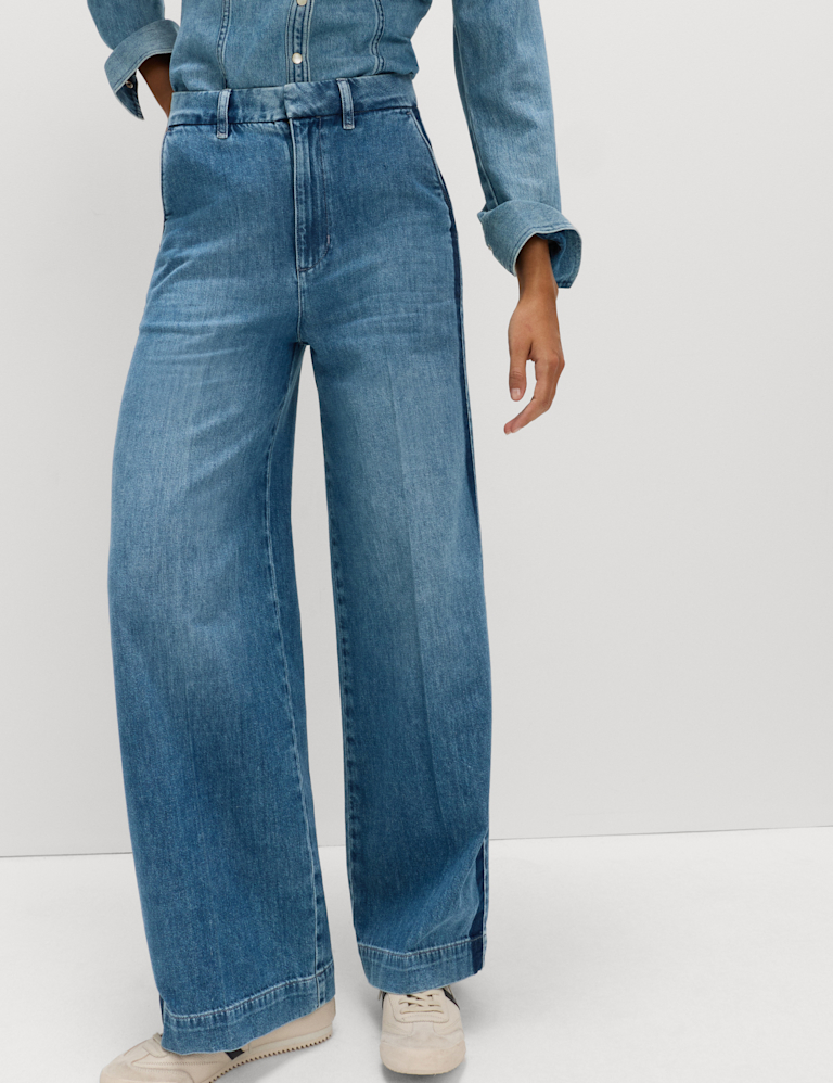 Pure Cotton Wide Leg Denim Jeans