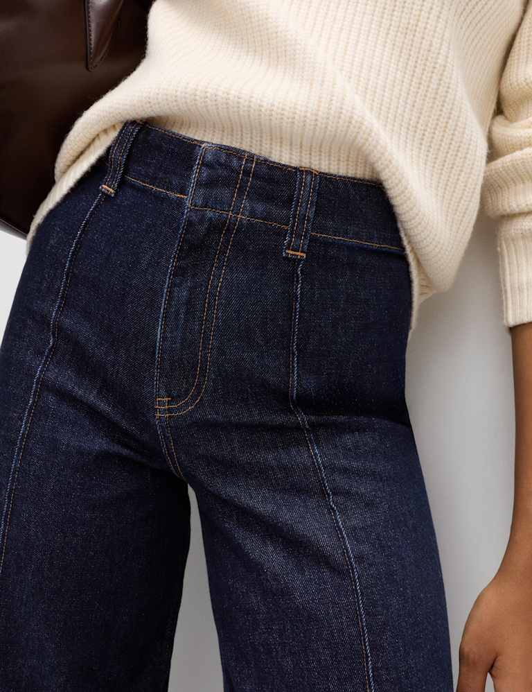 Pintuck Wide Leg Ankle Grazer Jeans