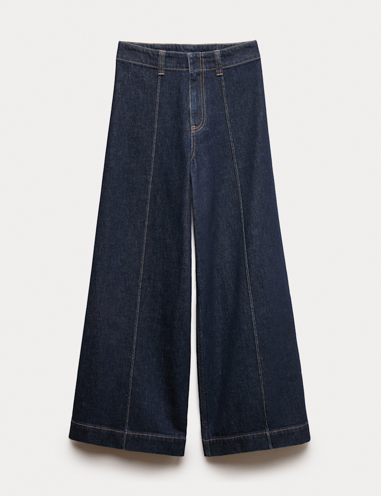 Pintuck Wide Leg Ankle Grazer Jeans