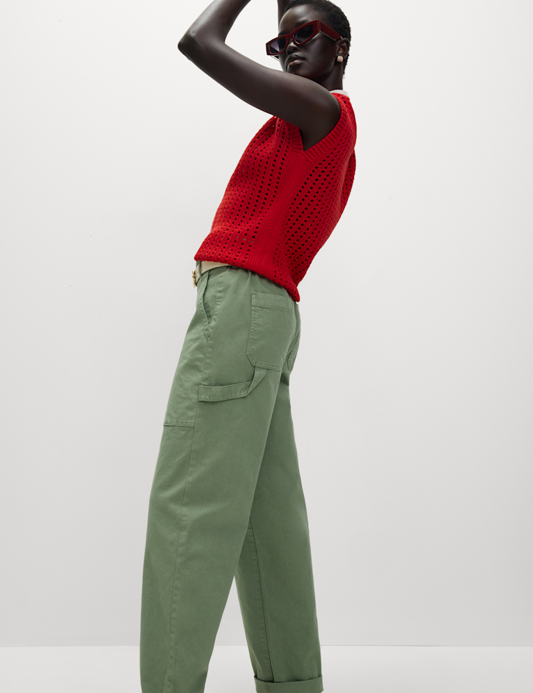 Cotton Rich Carpenter Straight Leg Trousers