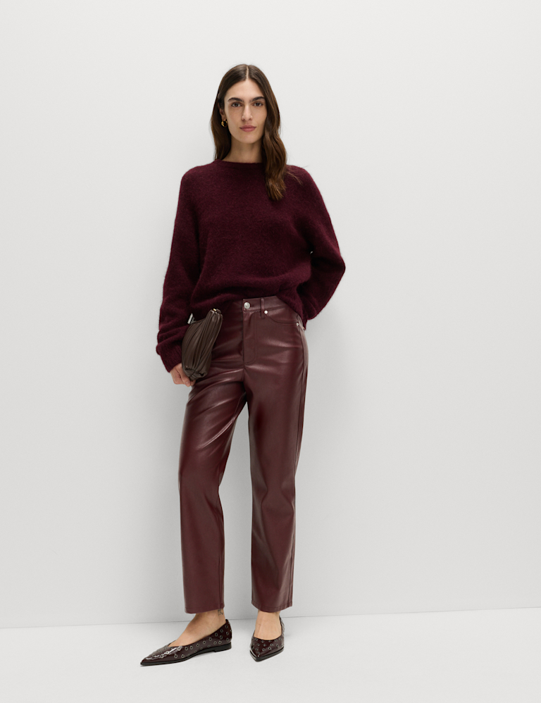 Faux Leather Straight Leg Trousers