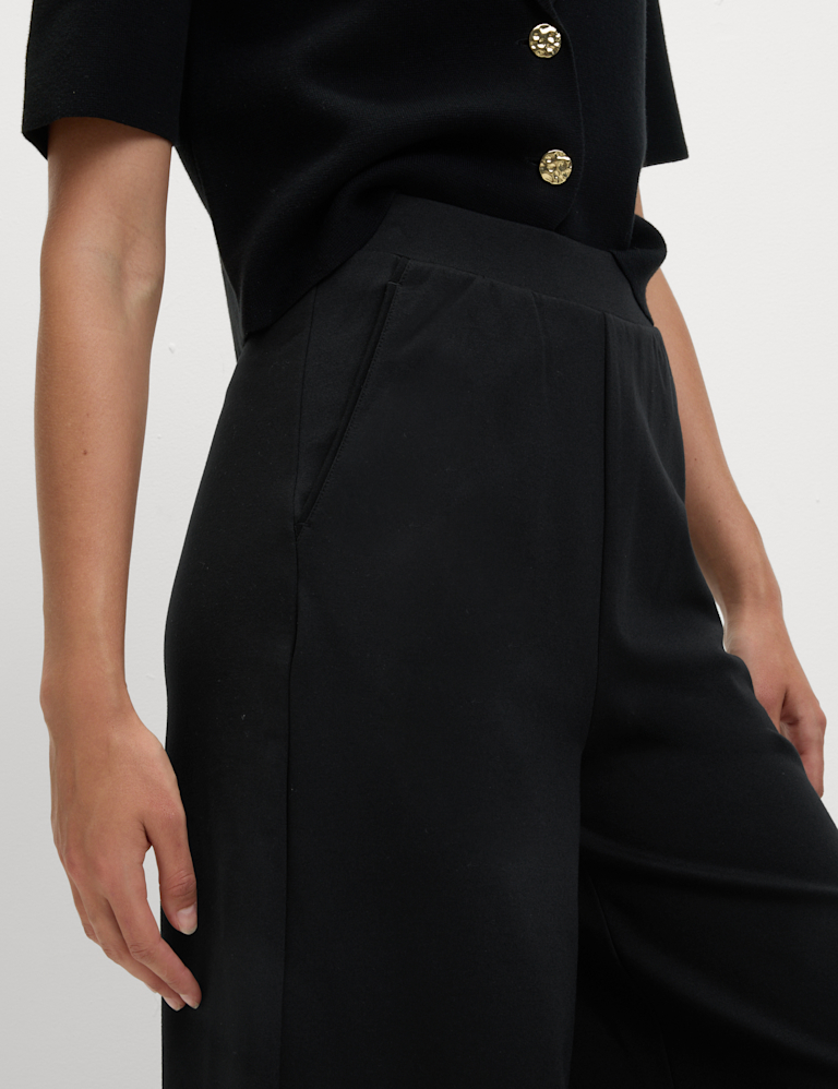 Ponte Elasticated Waist Palazzo Trousers