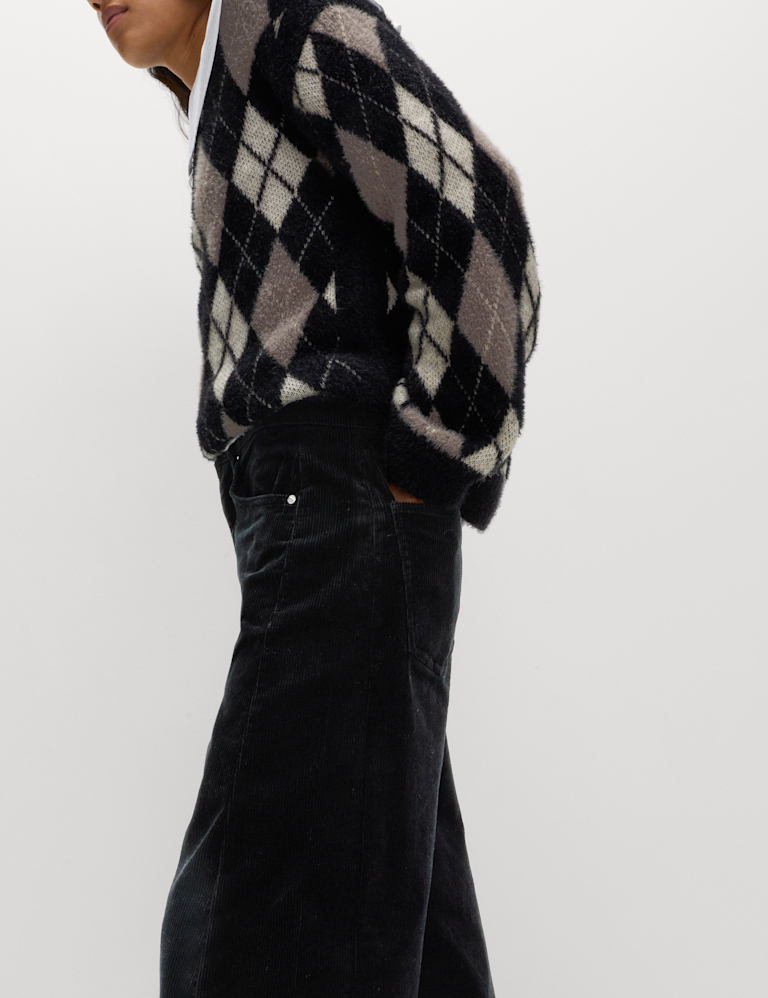 Cotton Rich Cord Carrot Leg Trousers