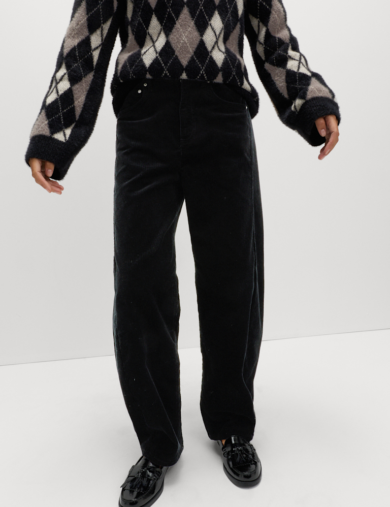 Cotton Rich Cord Carrot Leg Trousers