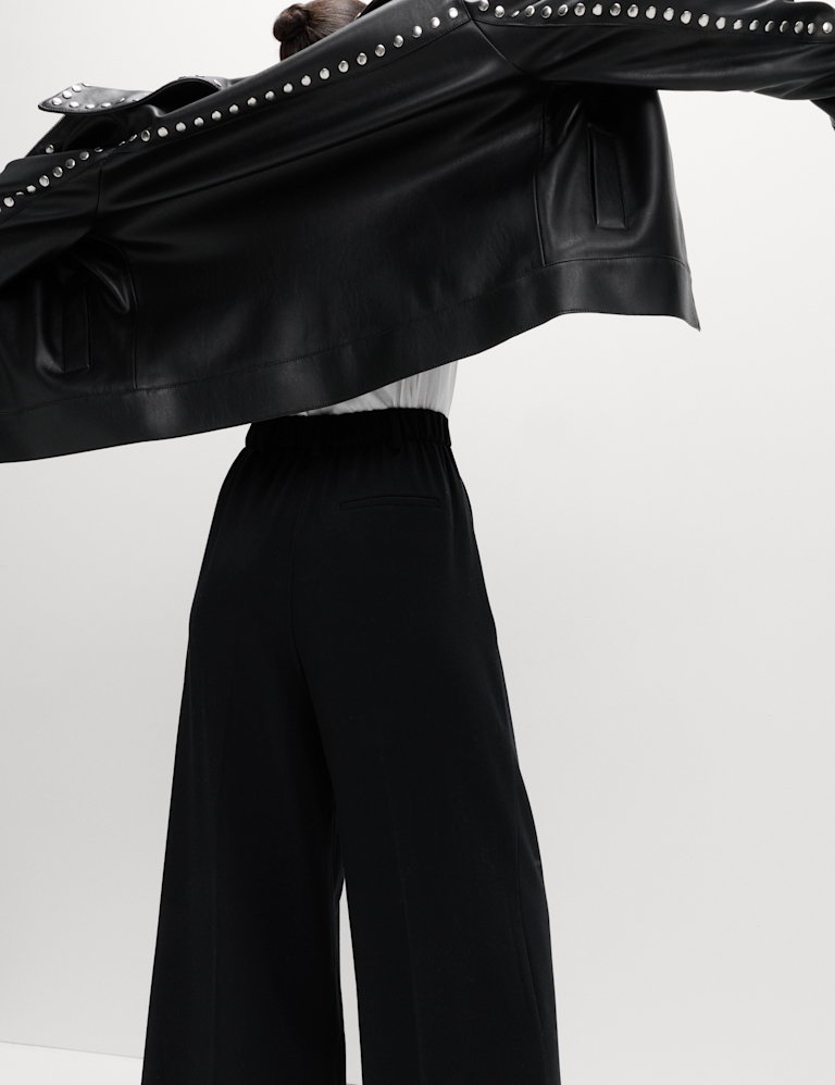 Triple Pleat Wide Leg Trousers