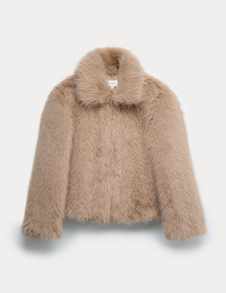 Faux Fur Collared Short Jacket