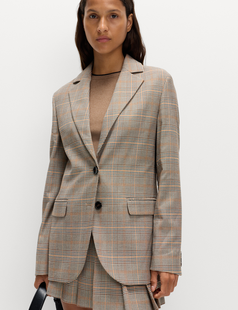 Checked Single Breasted Blazer