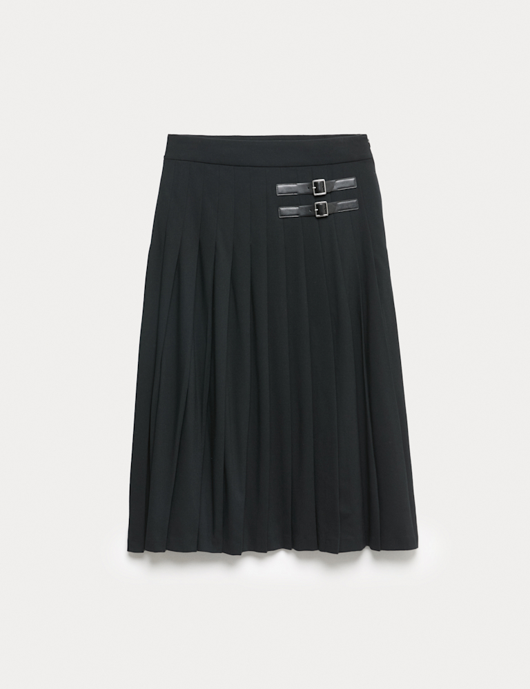 Pleated Side Split Maxi Skirt