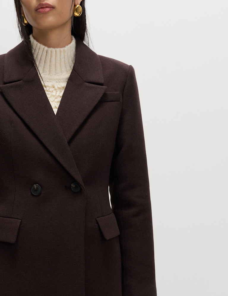 Waisted Double Breasted Longline Tailored Coat