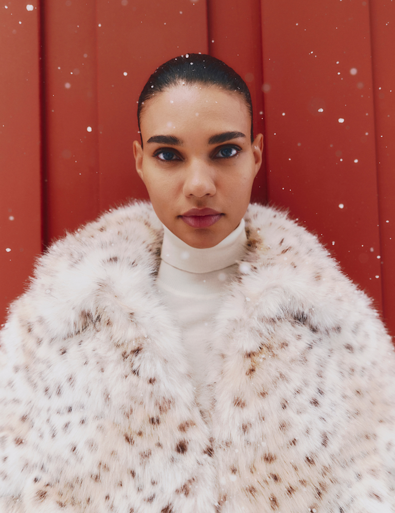 Snow Leopard Faux Fur Short Jacket