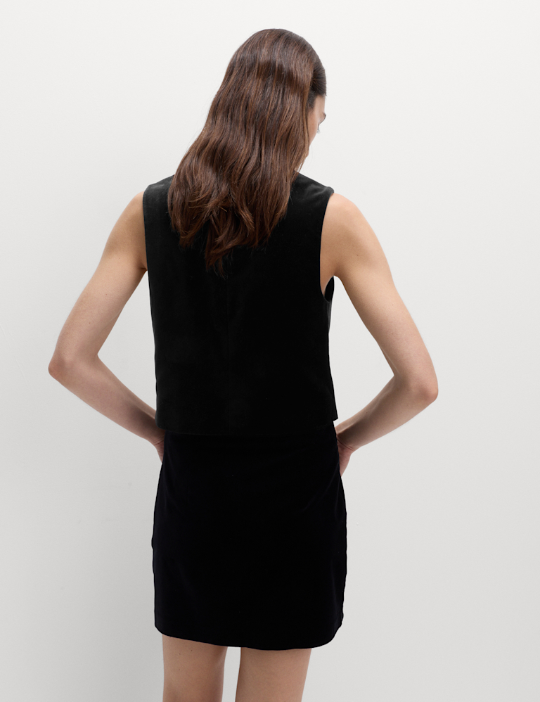 Velvet Cotton Rich Double Breasted Waistcoat