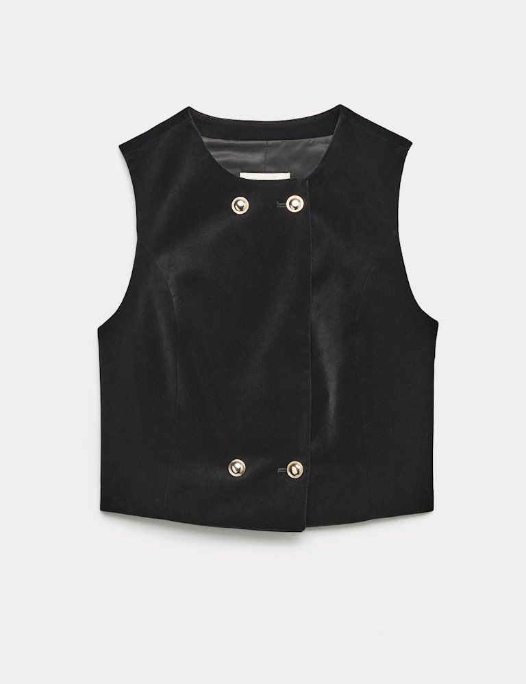 Velvet Cotton Rich Double Breasted Waistcoat
