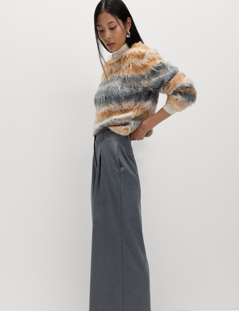 Flannel Wide Leg Trousers