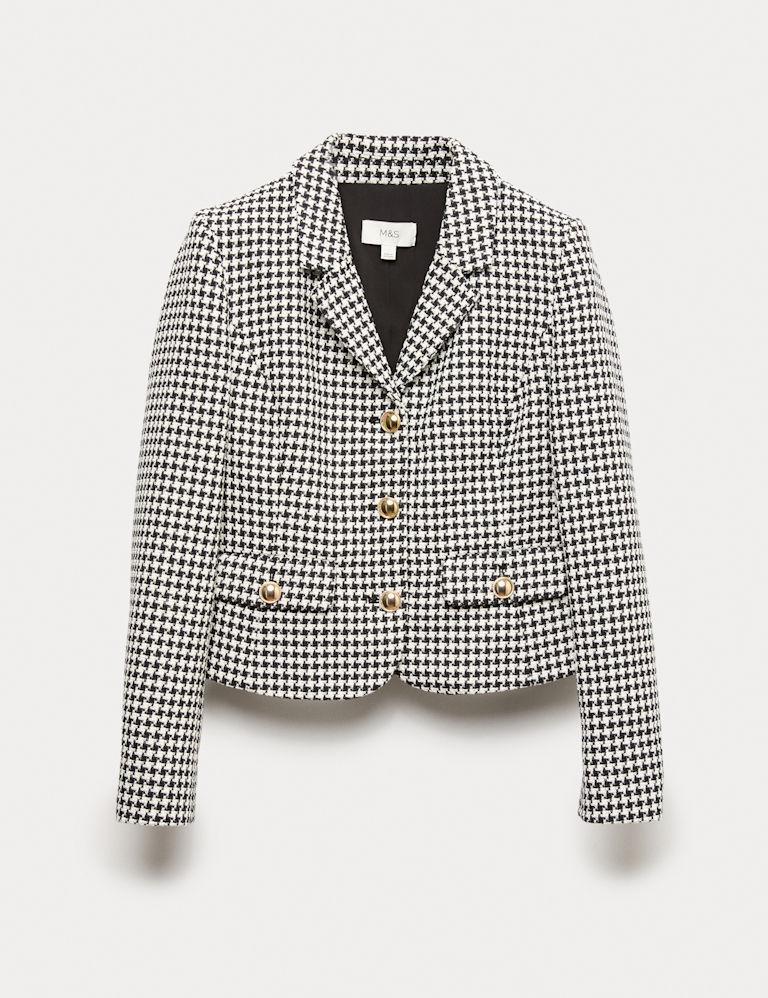 Cotton Rich Tweed Collarless Jacket