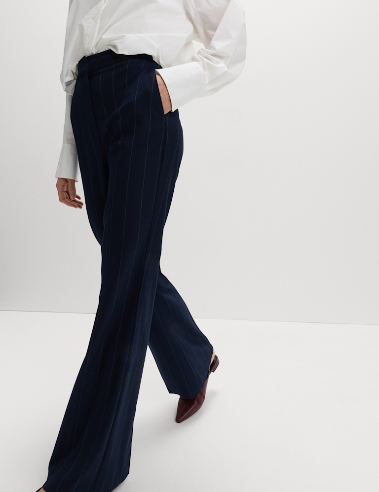 Striped Slim Fit Flare Trousers