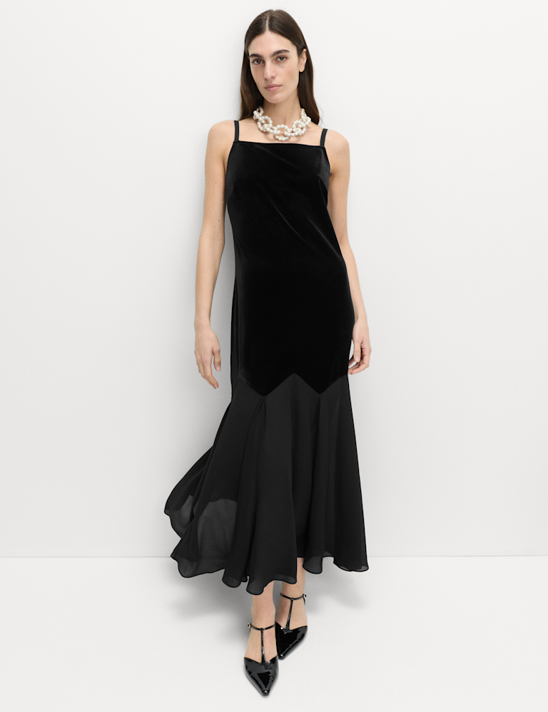 Sheer Square Neck Midaxi Slip Dress