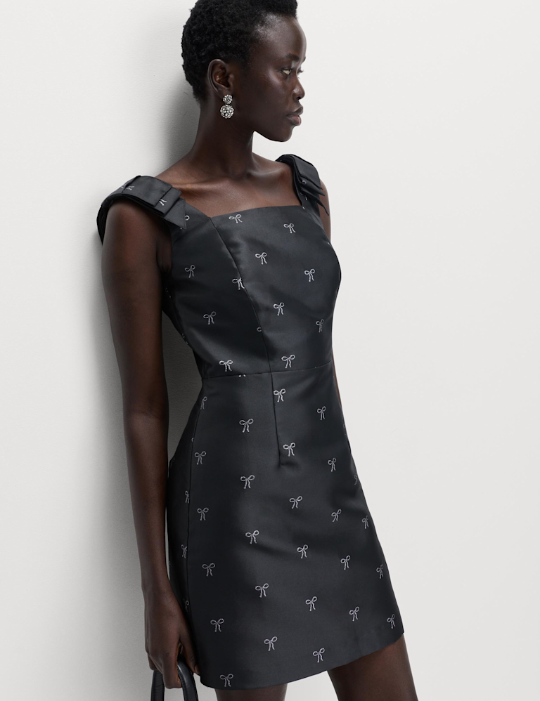 Bow Detail Mini Waisted Dress