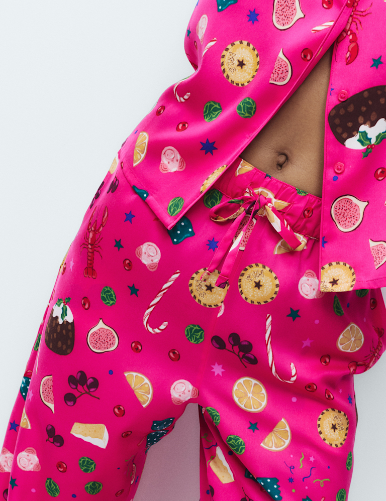 Satin Christmas Food Pyjama Set