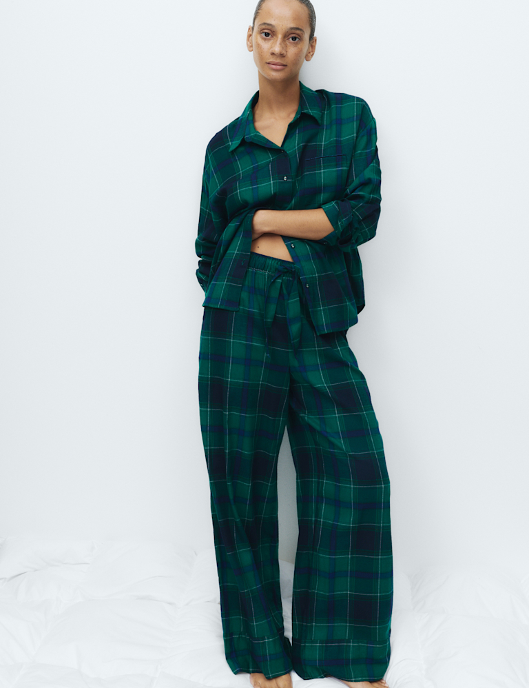 Cotton Blend Tartan Checked Pyjama Set