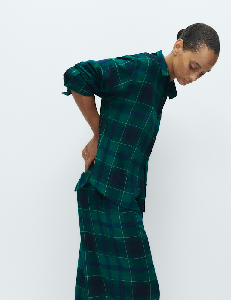 Cotton Blend Tartan Checked Pyjama Set