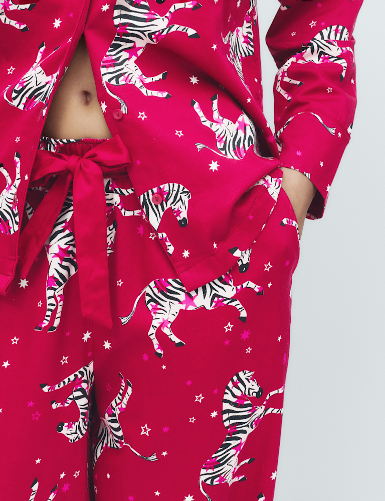 Pure Cotton Zebra Print Revere Pyjama Set