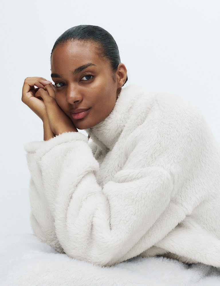 Long Pile Fleece Zipped Dressing Gown