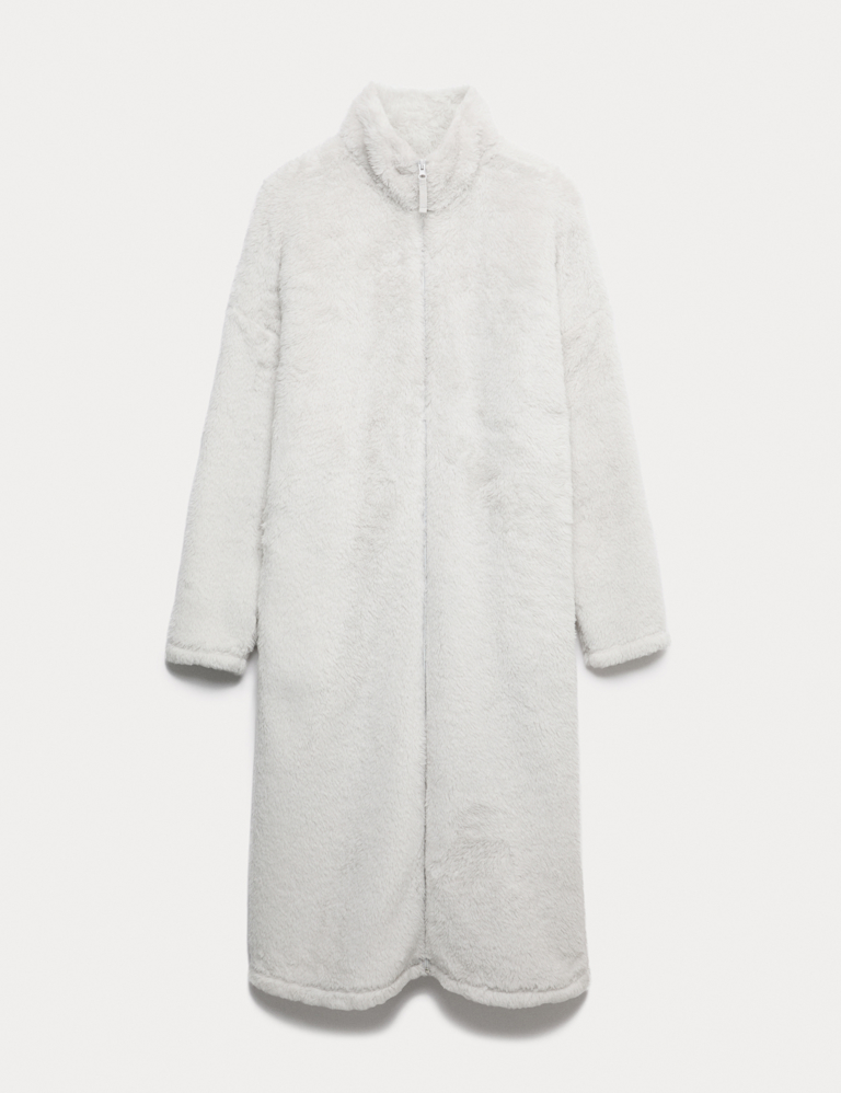 Long Pile Fleece Zipped Dressing Gown