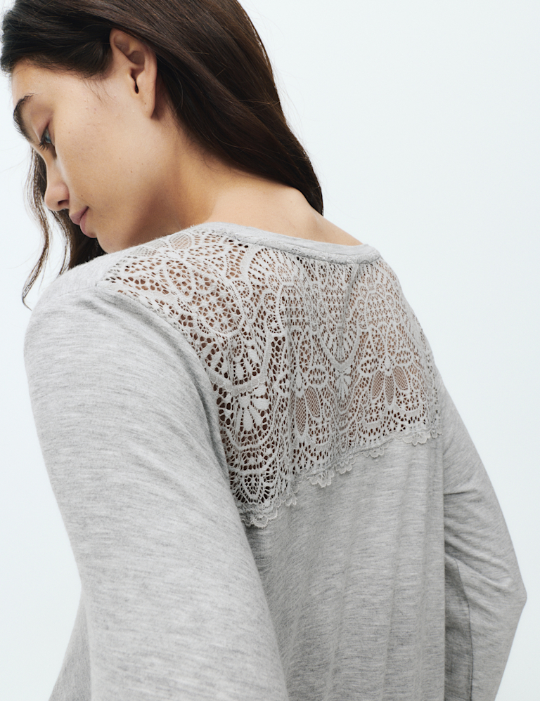 Viscose Lace Long Sleeve Nightdress