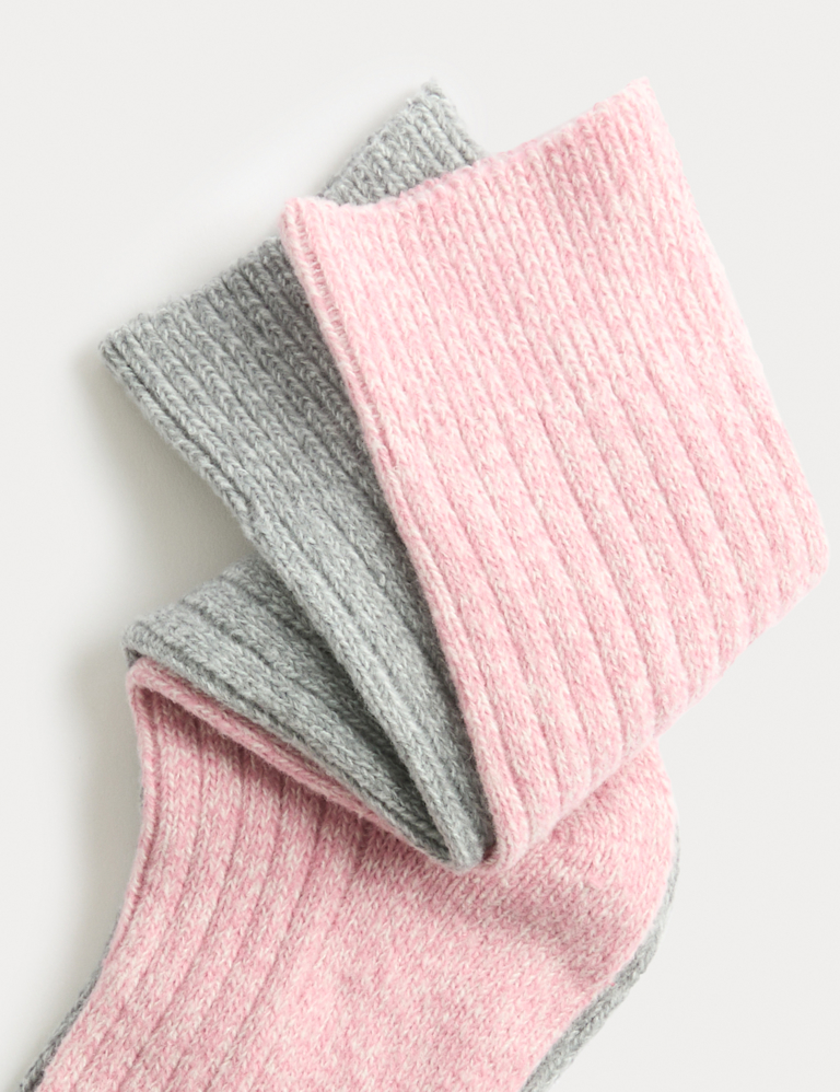 2pk Ribbed Mid Calf Socks