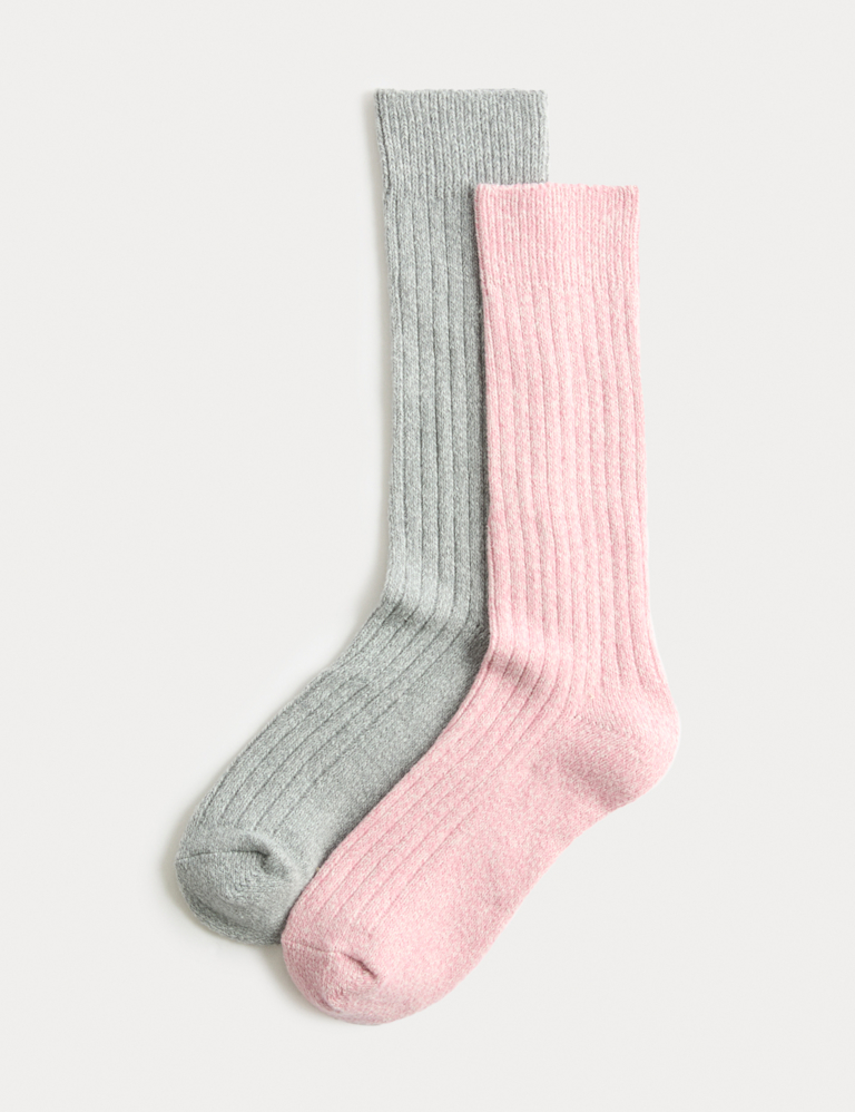 2pk Ribbed Mid Calf Socks 2pk Ribbed Mid Calf Socks